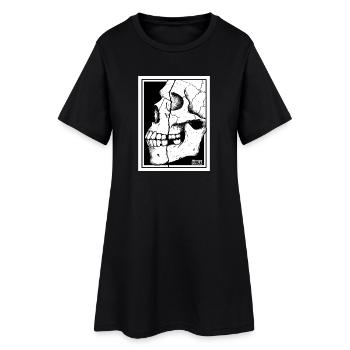 Zerbrochenes Schädelporträt - Frauen T-Shirt-Kleid - Schwarz - Vorne