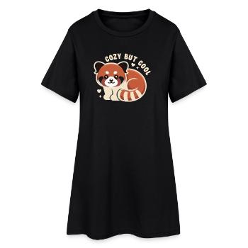 Câlin Panda Rouge MIGNON MAIS COOL - Robe T-shirt Femme - noir - Devant