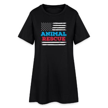 American Flag Animal Rescue Volunteer Shelter - Women’s T-Shirt Dress - black - Front