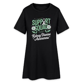 Support Squad Kidney Awareness green ribbon - Women’s T-Shirt Dress - black - Front