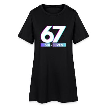 67 Néon Glitch Rétro, six-seven - Robe T-shirt Femme - noir - Devant