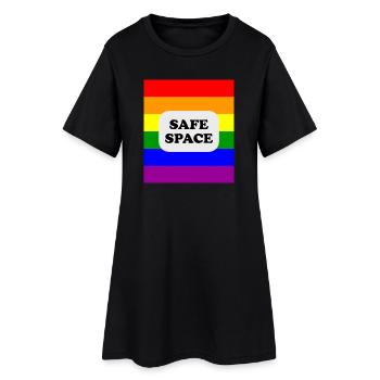 Drapeau arc-en-ciel pour les espaces sécurisés LGBT - Robe T-shirt Femme - noir - Devant