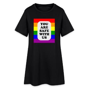 Drapeau arc-en-ciel pour les espaces sécurisés LGBT - Robe T-shirt Femme - noir - Devant