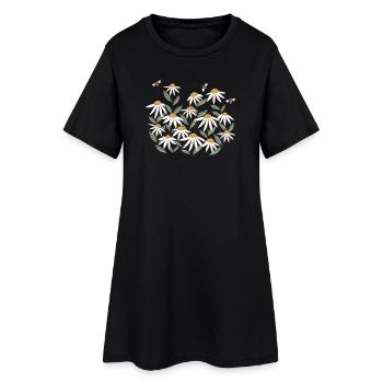 Fleurs sauvages avec abeilles - Robe T-shirt Femme - noir - Devant