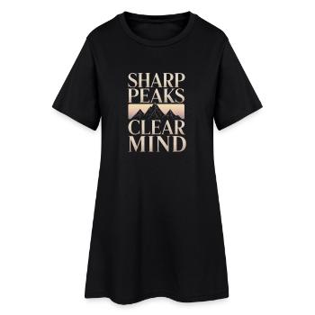 Sharp Peaks Clear Mind Mountain Design - Frauen T-Shirt-Kleid - Schwarz - Vorne