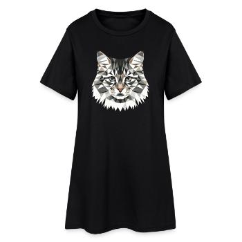 Katze Norwegische Waldkatze Norweger Wald Katzen - Frauen T-Shirt-Kleid - Schwarz - Vorne