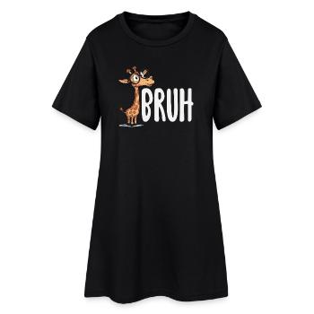 Bruh Giraffe with Glasses Funny Meme - Women’s T-Shirt Dress - black - Front