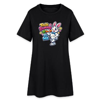 Bunny Bunny Spring Flowers Summer Easter Garden - Women’s T-Shirt Dress - black - Front
