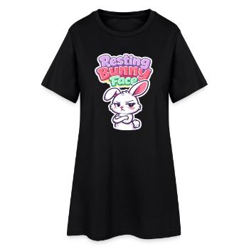 Bunny Bunny Spring Summer Easter Garden - Women’s T-Shirt Dress - black - Front