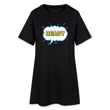 Lettrage READY dans un style pixel comic - Robe T-shirt Femme - noir - Devant