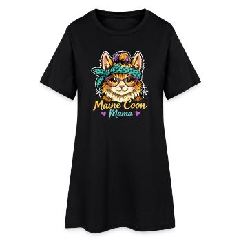 Motif de maman chat Maine Coon avec lunettes esthétique - Robe T-shirt Femme - noir - Devant