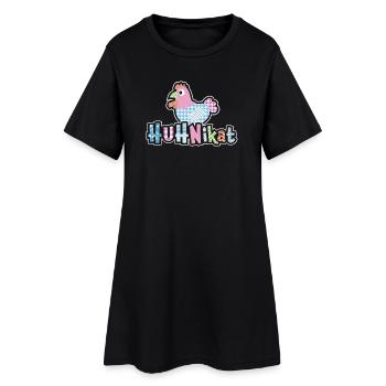 HUHNikat Hühner Fans -  Hahn - Gockel - Bio - Frauen T-Shirt-Kleid - Schwarz - Vorne