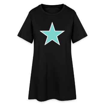 Étoile turquoise avec bordure blanche - Robe T-shirt Femme - noir - Devant