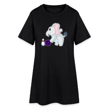 Quille à boule de bowling éléphant - Robe T-shirt Femme - noir - Devant