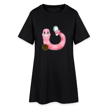 Wurm Bowling Bowlingkugel Pin - Frauen T-Shirt-Kleid - Schwarz - Vorne