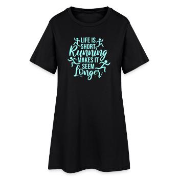 La vie est courte La course la rend plus longue Drôle - Robe T-shirt Femme - noir - Devant
