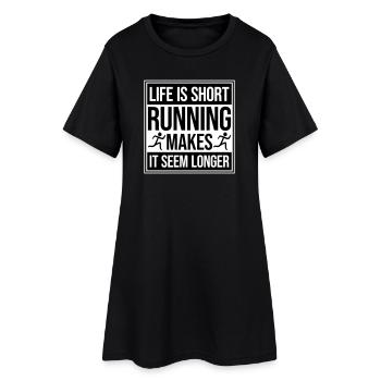 La vie est courte La course la rend plus longue Drôle - Robe T-shirt Femme - noir - Devant