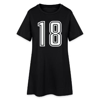 18 - Frauen T-Shirt-Kleid - Schwarz - Vorne