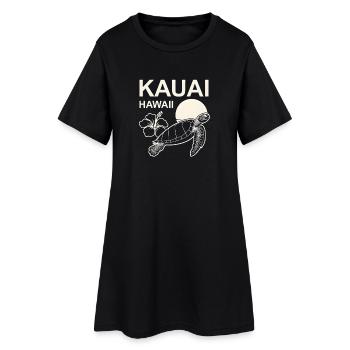 Kauai Turtle Hibiscus - Women’s T-Shirt Dress - black - Front