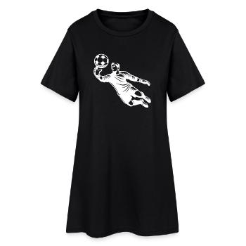 Gardien de but de foot réalise un arrêt brillant dans le saut - Robe T-shirt Femme - noir - Devant