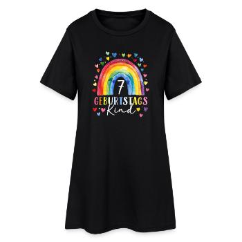 Anniversaire 7 Fille Arc-en-ciel Sept ans - Robe T-shirt Femme - noir - Devant