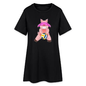 Pig Volleyball Player Volleyball Sports - Women’s T-Shirt Dress - black - Front