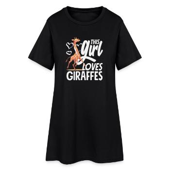 Cette fille adore le cœur de girafe - Robe T-shirt Femme - noir - Devant