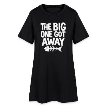 Chemise de pêcheur, le gros s’est échappé, sweat à capuche de pêcheur - Robe T-shirt Femme - noir - Devant