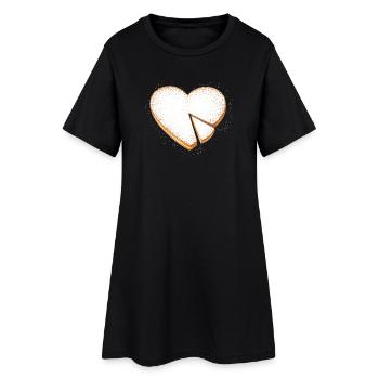 Herzförmiger Kuchen mit Puderzucker Illustration - Frauen T-Shirt-Kleid - Schwarz - Vorne