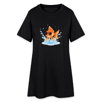 Poisson doré lunettes estivales - Robe T-shirt Femme - noir - Devant