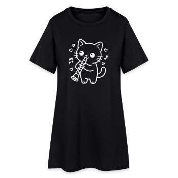 Kawaii Cat Clarinet - Women’s T-Shirt Dress - black - Front