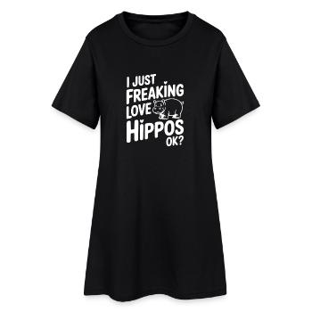 J’adore les hippopotames, ok ? - Robe T-shirt Femme - noir - Devant