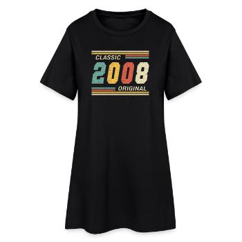 2008 - Classic original 18. Geburtstag - Frauen T-Shirt-Kleid - Schwarz - Vorne