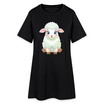 Moelleux d’agneau pastel - Robe T-shirt Femme - noir - Devant