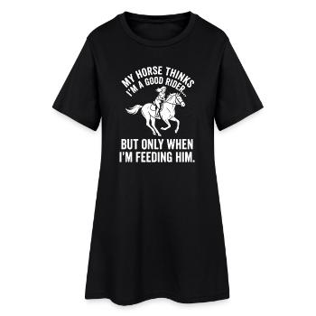 Je suis un bon cavalier — seulement quand je nourris - Robe T-shirt Femme - noir - Devant