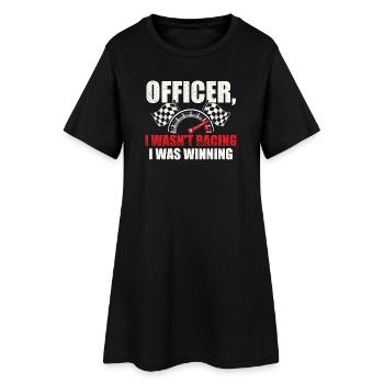 Officer, ich bin nicht gefahren, ich habe gewonnen. - Frauen T-Shirt-Kleid - Schwarz - Vorne