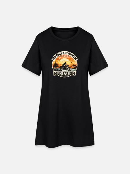 Motorrad Meditation Sonnenuntergang - Frauen T-Shirt-Kleid - Schwarz
