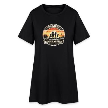 Familienchaos am Strand: Lebensfreude - Frauen T-Shirt-Kleid - Schwarz - Vorne