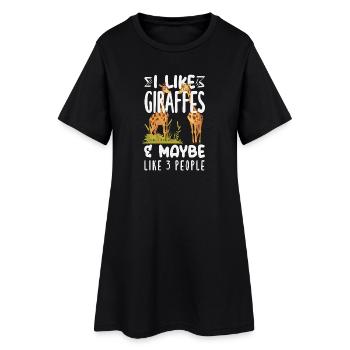 I like giraffes and maybe 3 people - Women’s T-Shirt Dress - black - Front