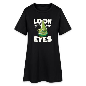 Regarde-moi dans les yeux, design caméléon drôle - Robe T-shirt Femme - noir - Devant