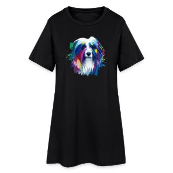 Art de peinture à l’huile vibrante du vieux chien de berger anglais - Robe T-shirt Femme - noir - Devant