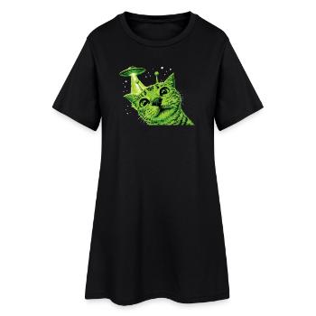 OVNI Alien Cat - Robe T-shirt Femme - noir - Devant