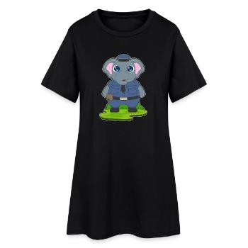 Police des Éléphants Police de la Casquette - Robe T-shirt Femme - noir - Devant