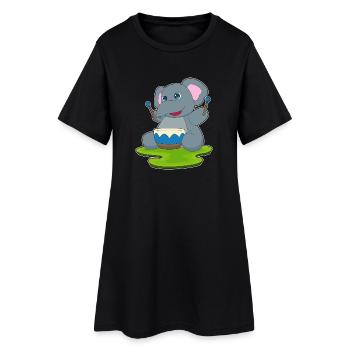 Musique de tambour pour musiciens d’éléphants - Robe T-shirt Femme - noir - Devant