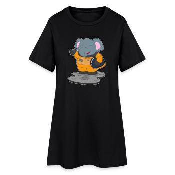 Astronaute éléphant spatial - Robe T-shirt Femme - noir - Devant