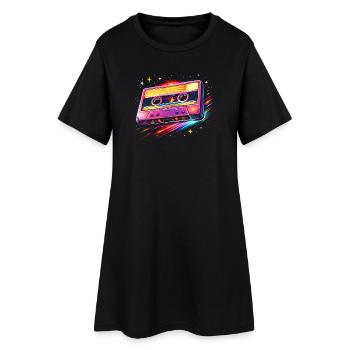Retro Cassette Neon 80s Style - Women’s T-Shirt Dress - black - Front