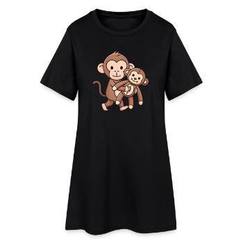 Frappez Bébé Singe avec un jouet en peluche - Robe T-shirt Femme - noir - Devant