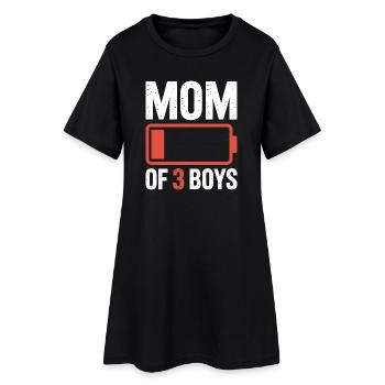 Maman de 3 garçons Batterie faible - Robe T-shirt Femme - noir - Devant