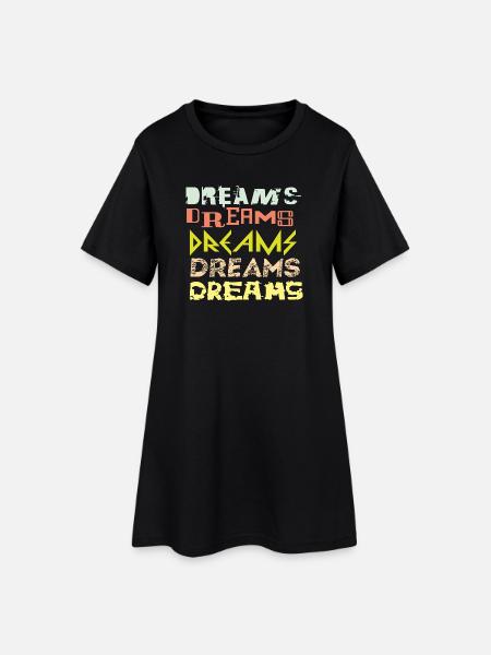 Dreams - Frauen T-Shirt-Kleid - Schwarz