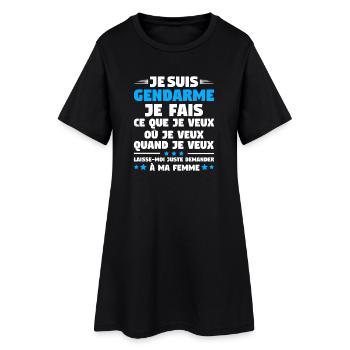 Humour Gendarme Couple Mari Gendarmerie - Robe T-shirt Femme - noir - Devant